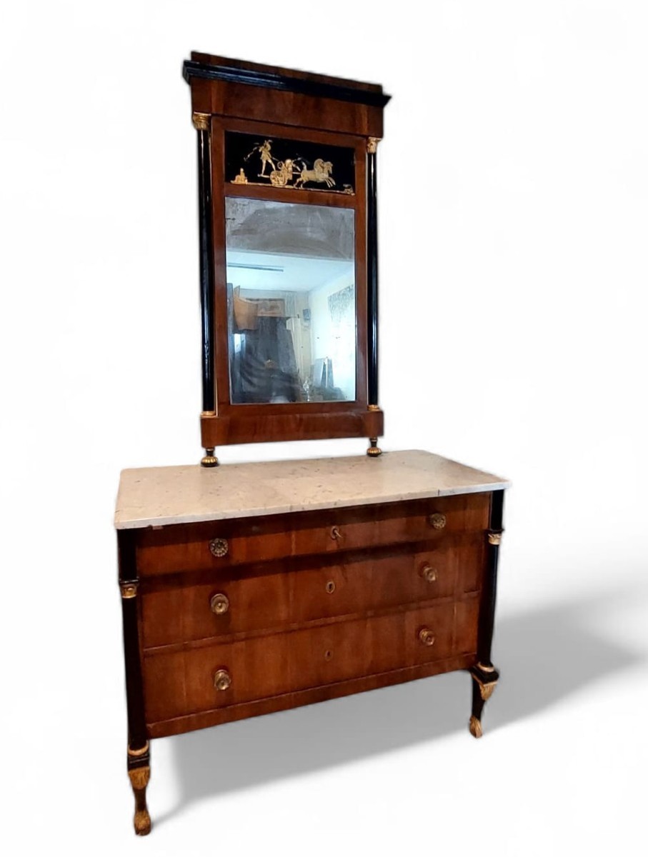 Cassettone impero con specchiera-primi 800 Italia (LUCCA)-photo-2