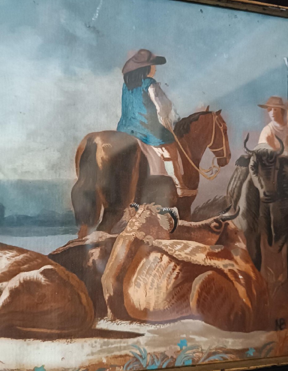 dipinto antico tempera su carta scuola italiana XVIII secolo-photo-2