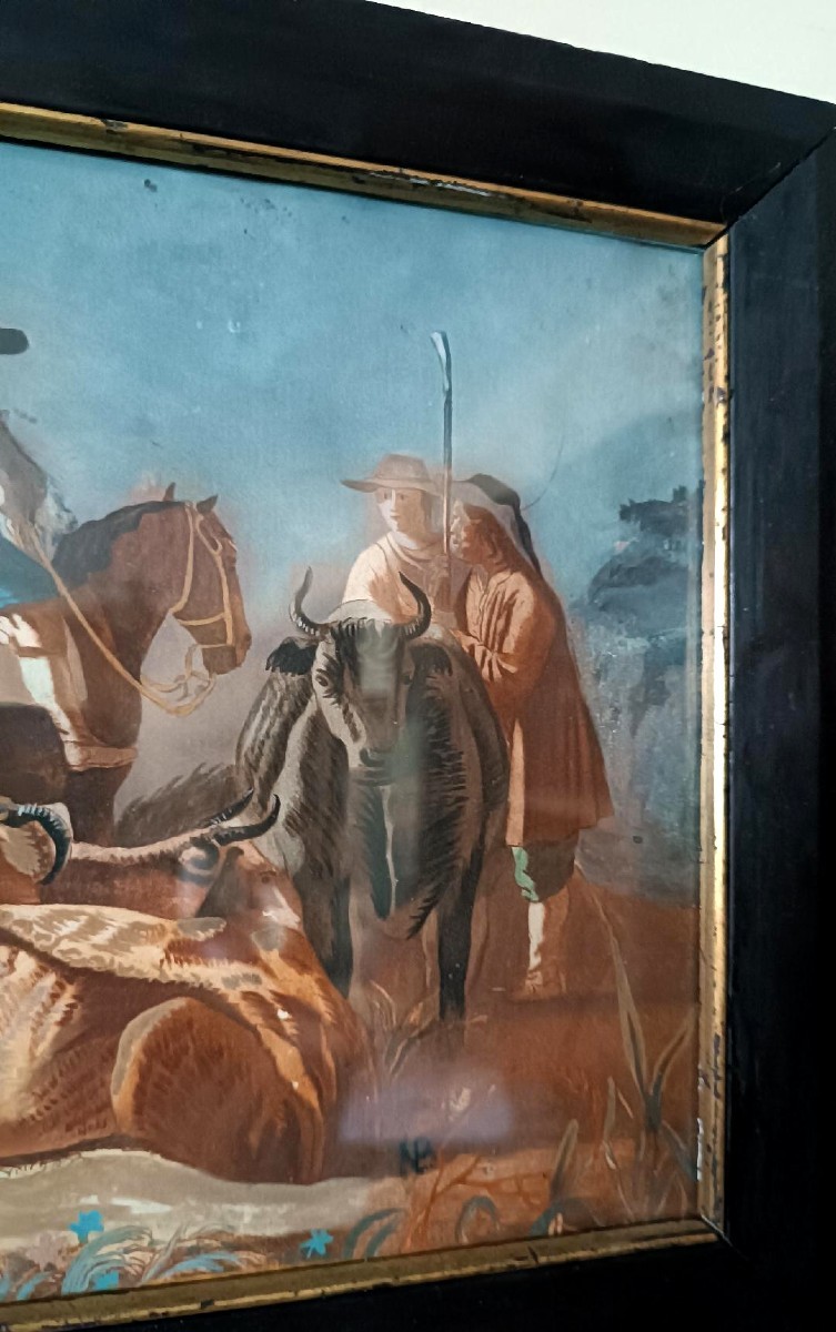 dipinto antico tempera su carta scuola italiana XVIII secolo-photo-3