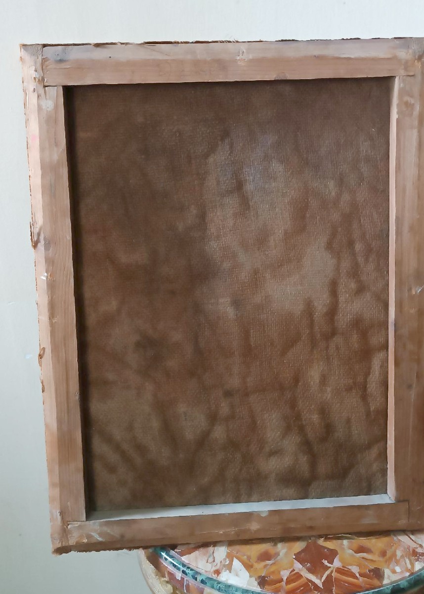 Dipinto ad olio su tela del XIX secolo, vaso di frutta con fiori-photo-6