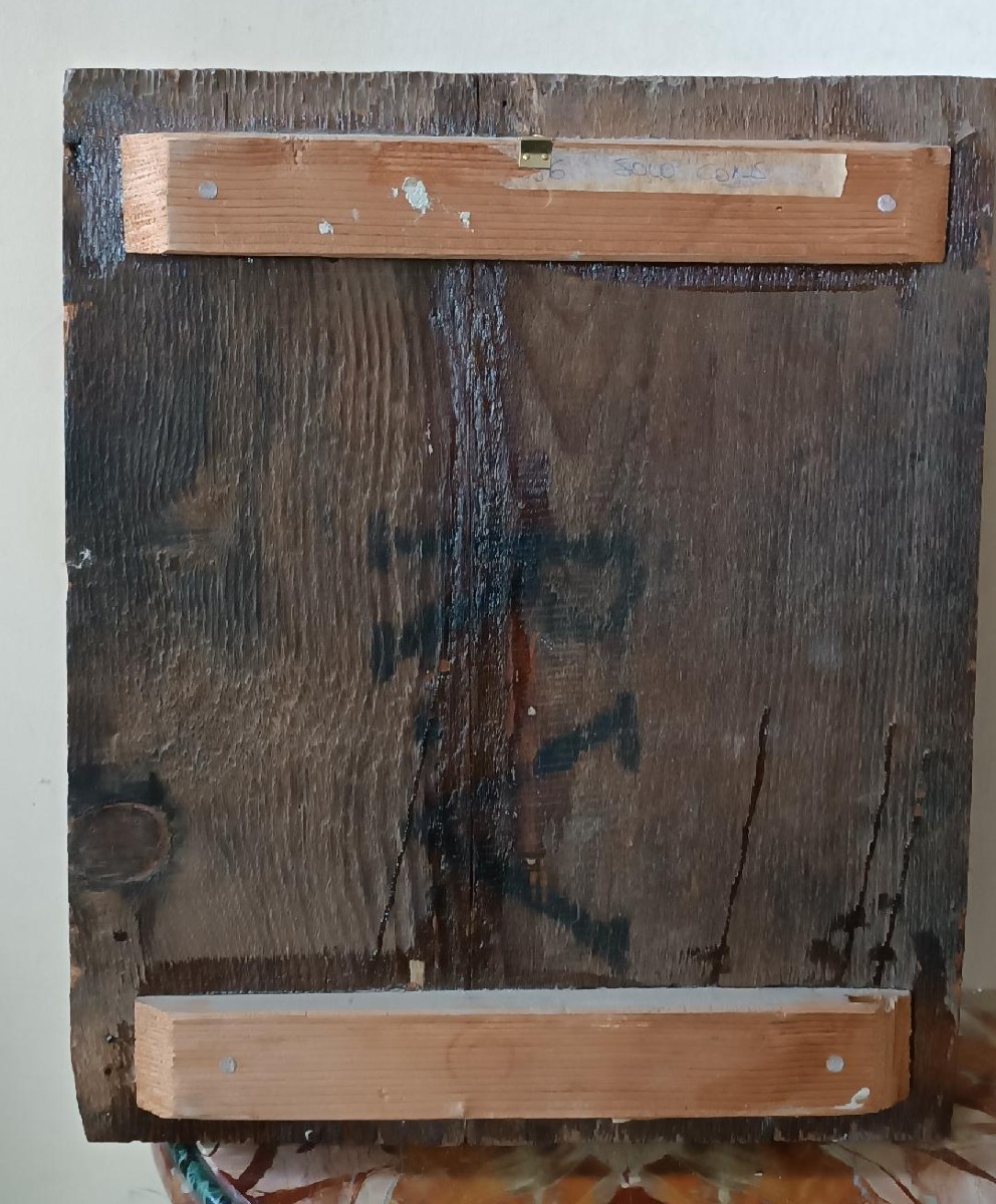 Antica tavola dipinta -Sacra famiglia-Scuola veneziana cretese XVI secolo-photo-8