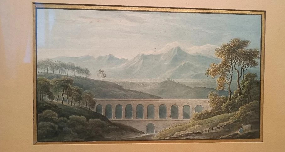 6 Antichi acquerelli su carta primi 800 - paesaggi con acquedotto,  ponte-photo-7
