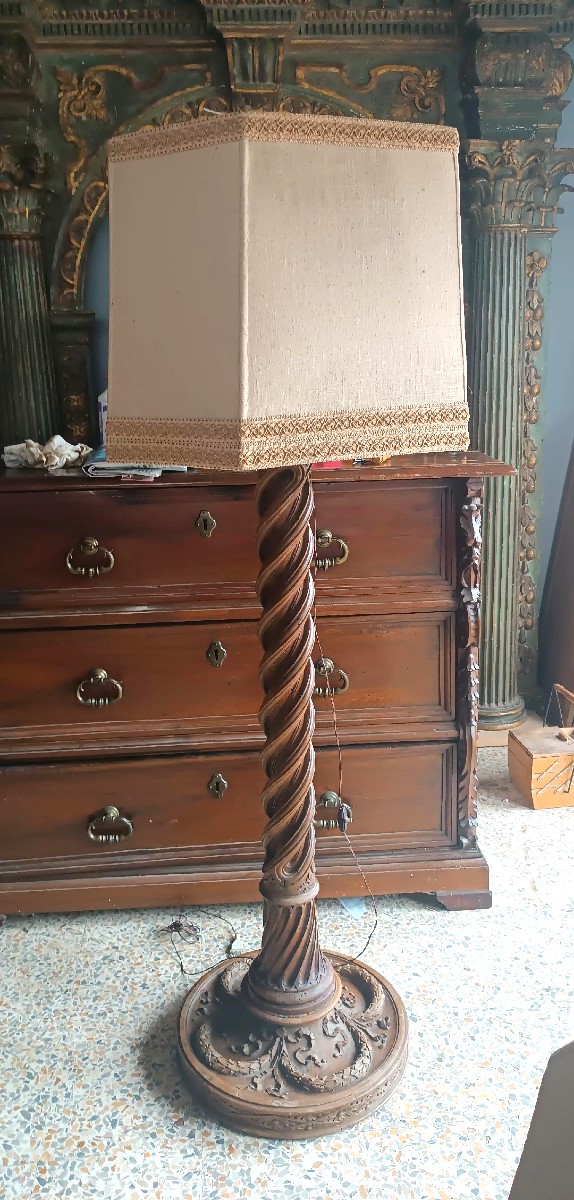 Grande piantana colonna  lampada antica inizi XIX secolo Impero-photo-7