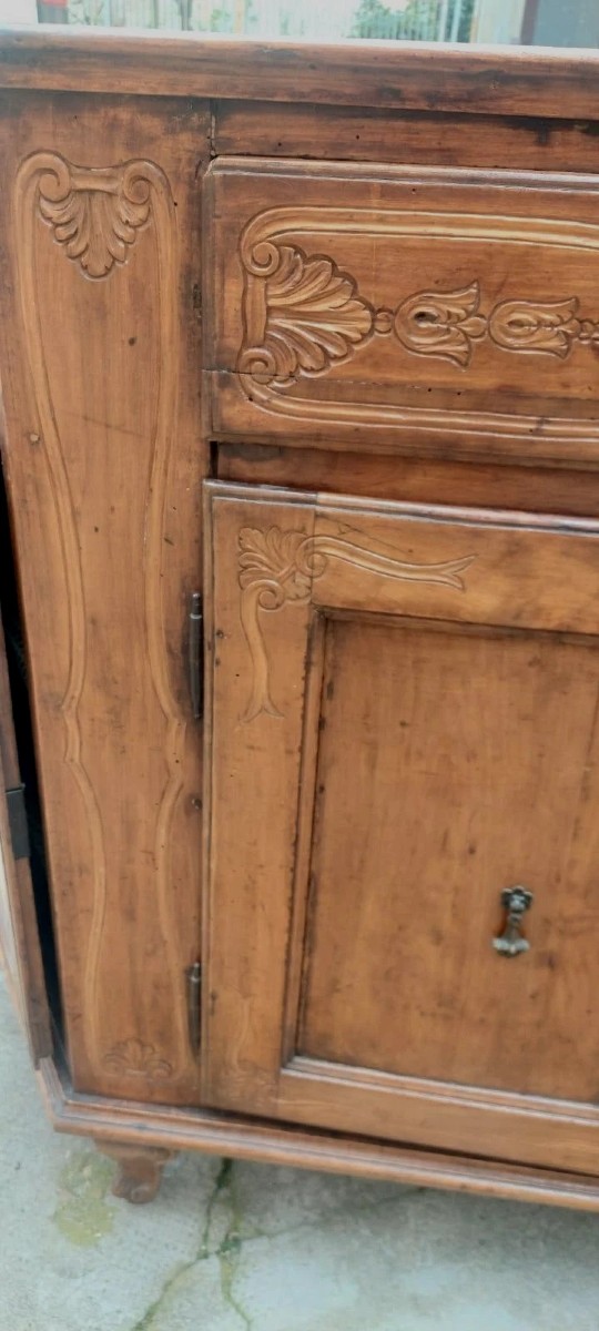 Grande antica credenza scantonata Veneto XVIII secolo ciliegio massello-photo-6