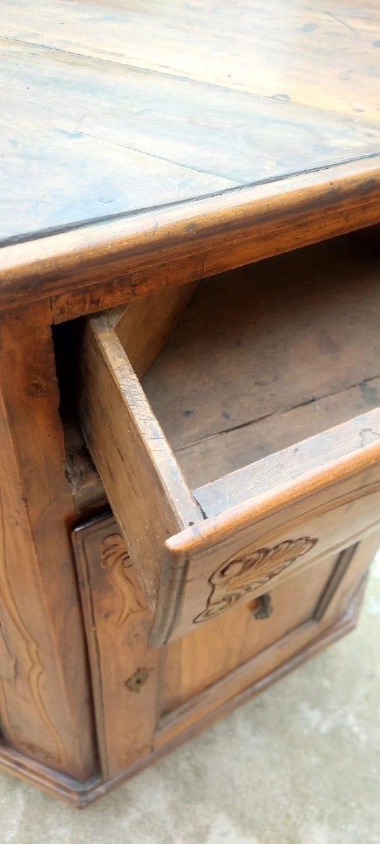 Grande antica credenza scantonata Veneto XVIII secolo ciliegio massello-photo-7