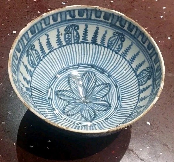 Antica Coppa Cina Blue XVII SECOLO Dinastia MING