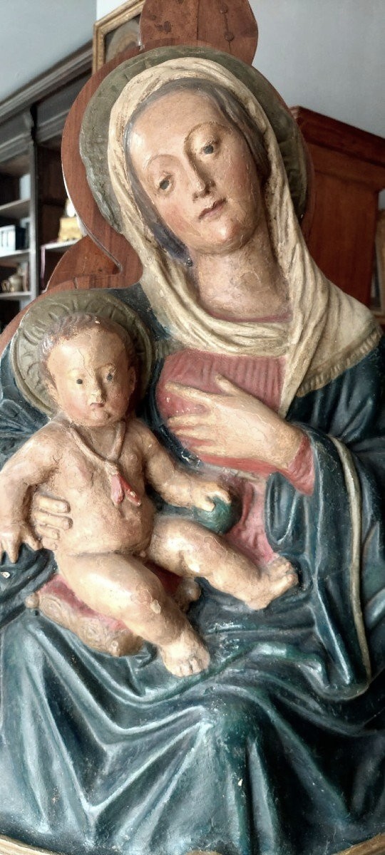 Madonna del latte scultura in stucco policromo inizi XVII-photo-4