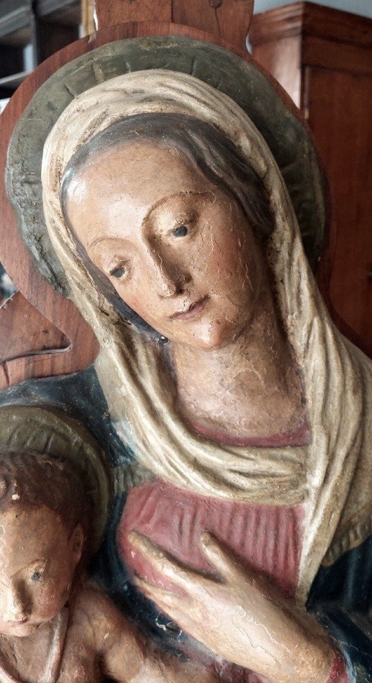 Madonna del latte scultura in stucco policromo inizi XVII-photo-1