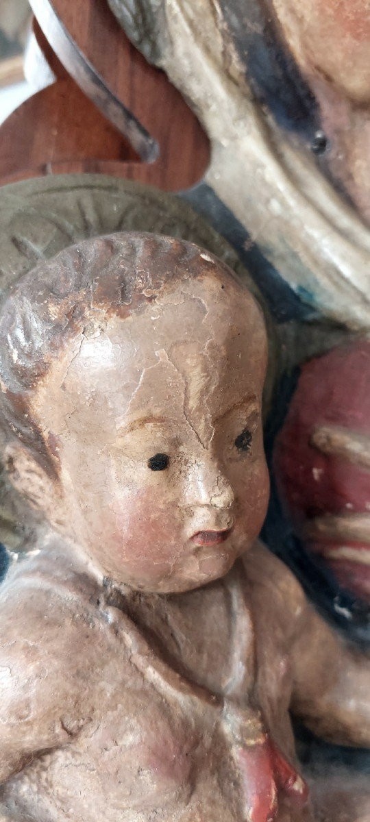 Madonna del latte scultura in stucco policromo inizi XVII-photo-2