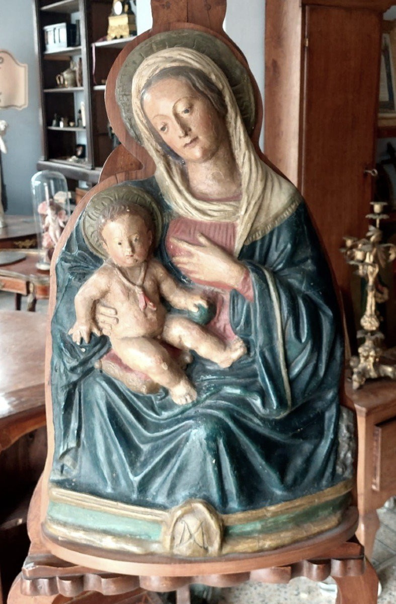 Madonna del latte scultura in stucco policromo inizi XVII-photo-5
