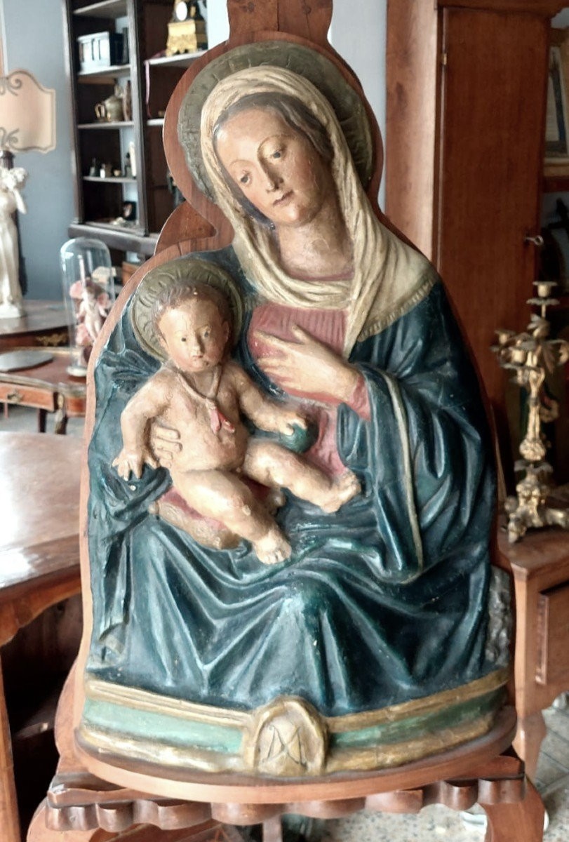 Madonna del latte scultura in stucco policromo inizi XVII