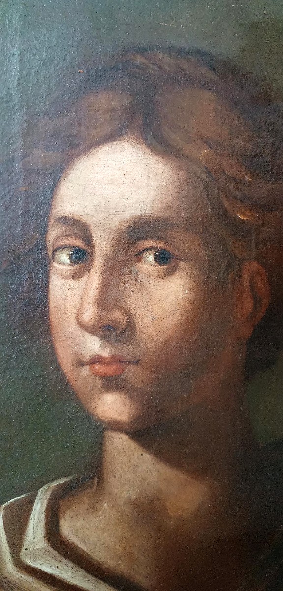 Antico olio su tela - Santa Agnese-Scuola romana XVII SECOLO-photo-1