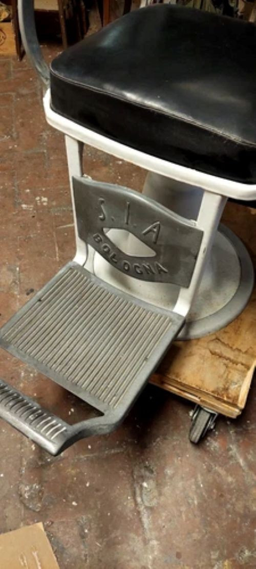 Poltrona da Barbiere Antica anni 50/60 (Originale) Vintage Alluminio Pelle-photo-7