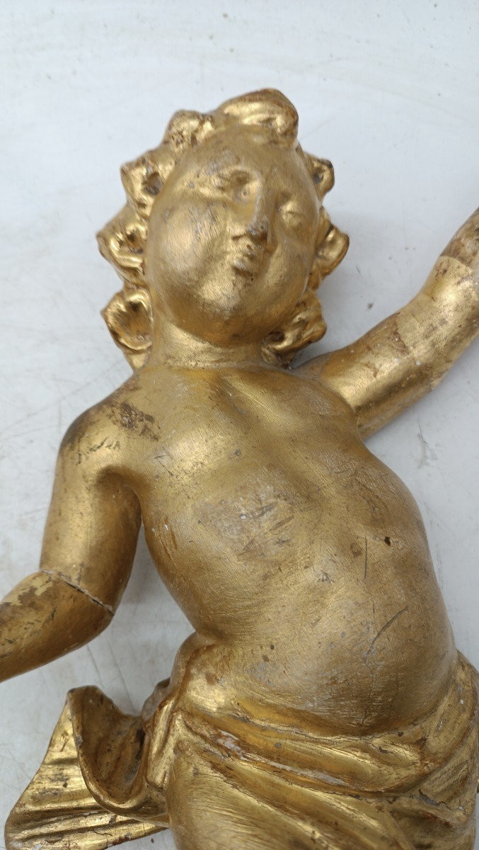 Antica Coppia di angeli dorati in legno_H.40 CM-photo-1