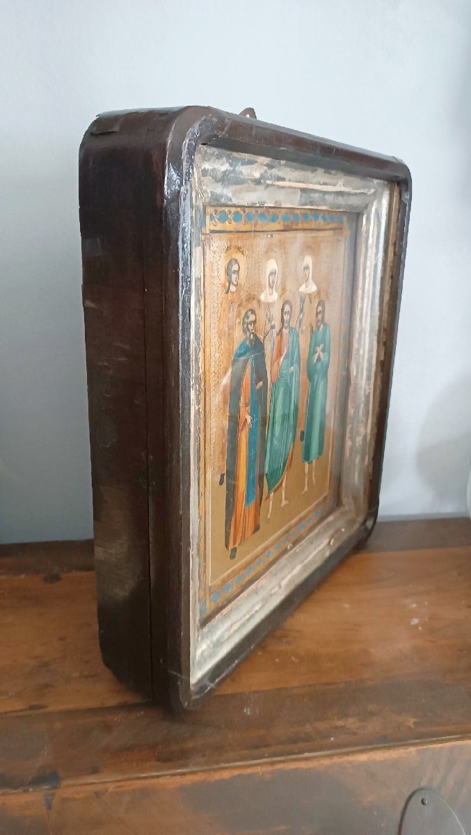 Antica icona russa, inizio XIX secolo-photo-2