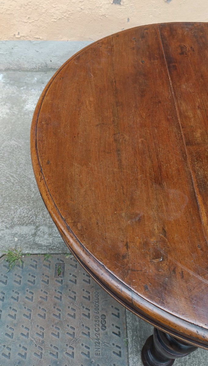 Antico tavolo ovale allungabile in noce--photo-3