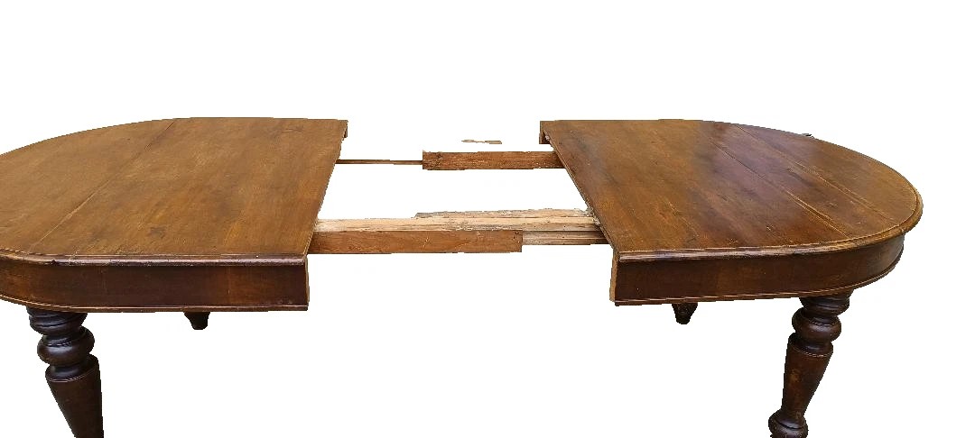Antico tavolo ovale allungabile in noce--photo-1