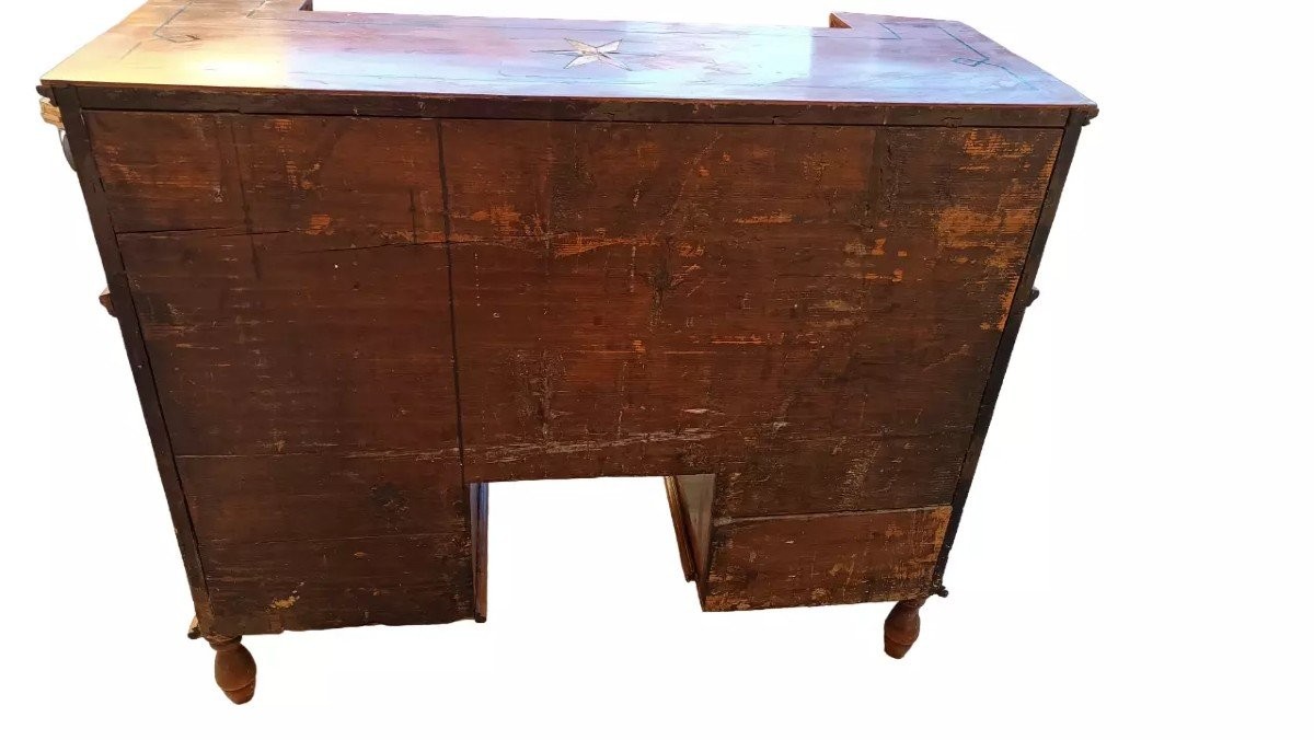 Scrivania a ribalta intarsiata fine XVIII secolo-photo-3