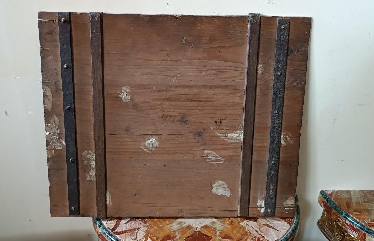 dipinto antico grande bozzetto ad olio su tavola Frati Convento XIX secolo-photo-4