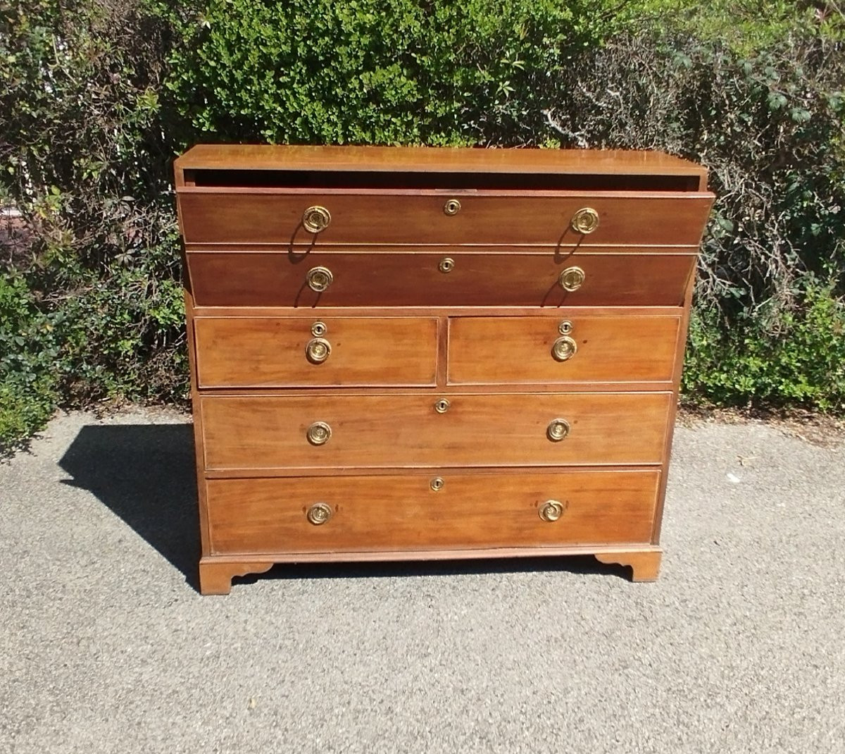 Stretta Cassettiera Con Scrittoio A Ribalta Mogano Giorgio III 1780/1820 Antico-photo-1