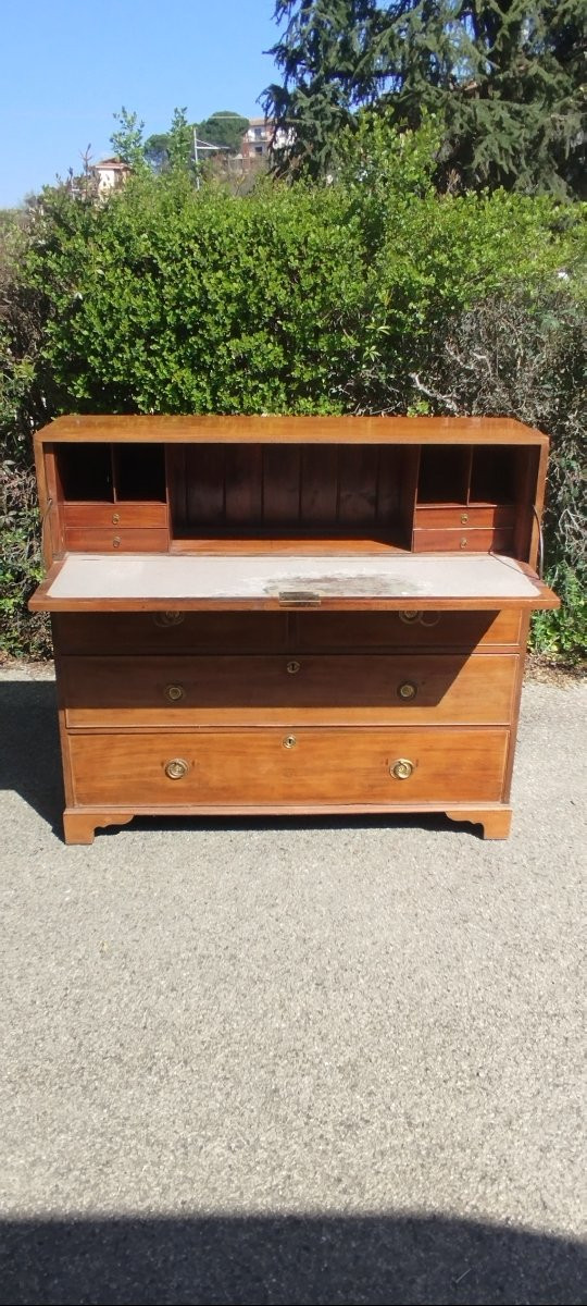 Stretta Cassettiera Con Scrittoio A Ribalta Mogano Giorgio III 1780/1820 Antico-photo-5