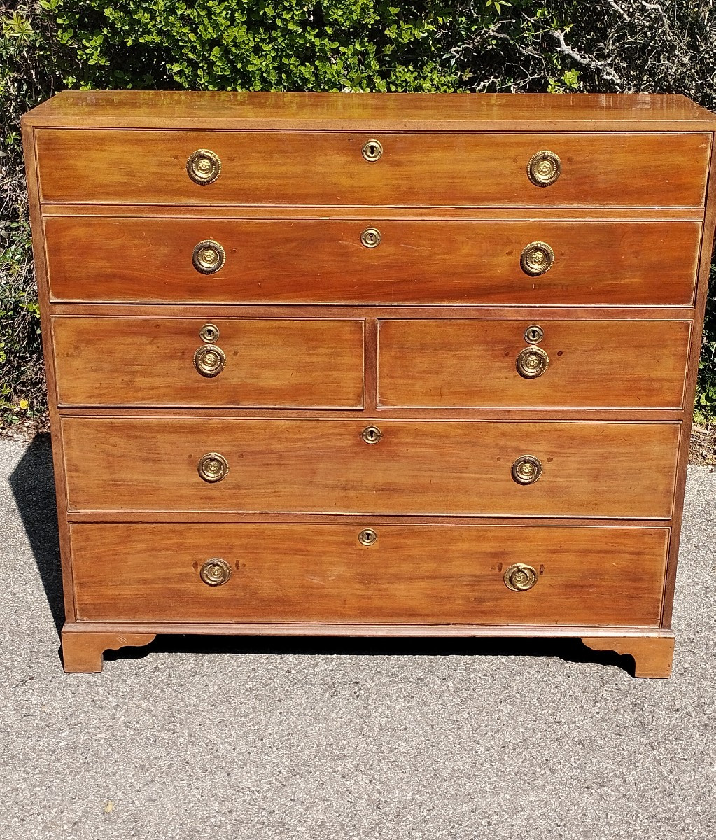 Stretta Cassettiera Con Scrittoio A Ribalta Mogano Giorgio III 1780/1820 Antico