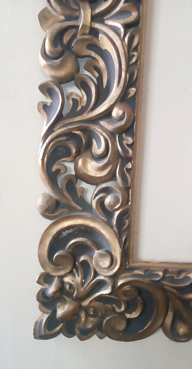 Grande Antica cornice laccata e dorata Italia XIX secolo-photo-4