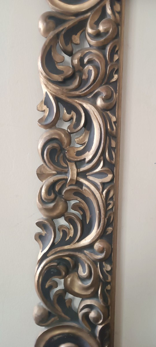 Grande Antica cornice laccata e dorata Italia XIX secolo-photo-1