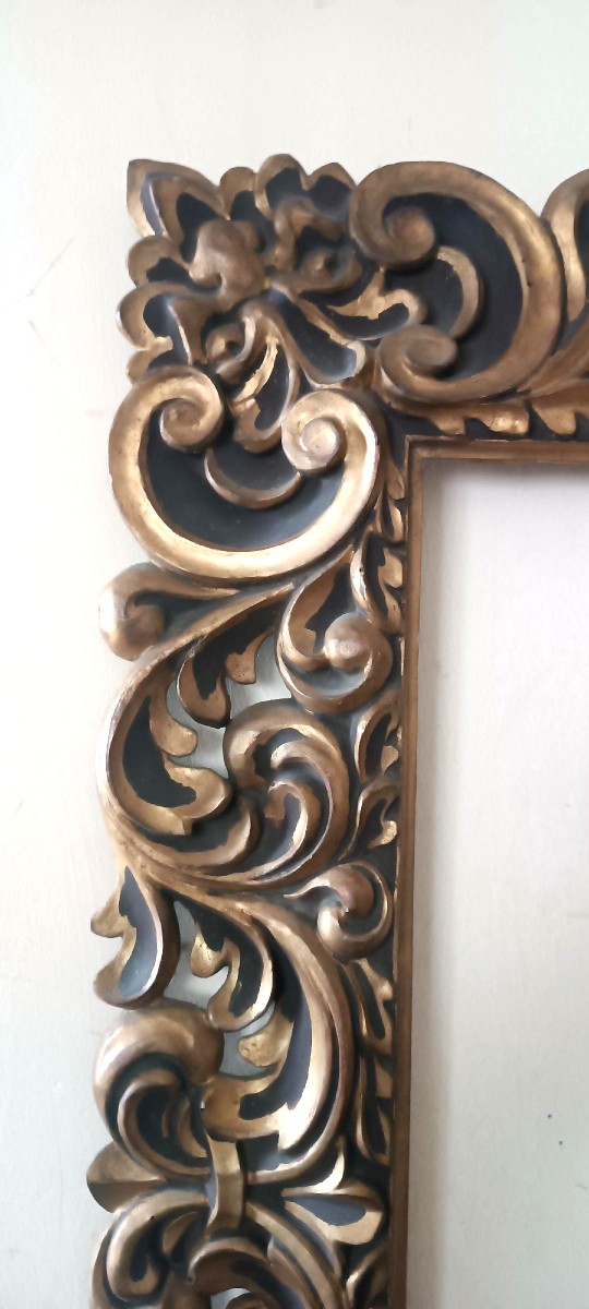 Grande Antica cornice laccata e dorata Italia XIX secolo-photo-2