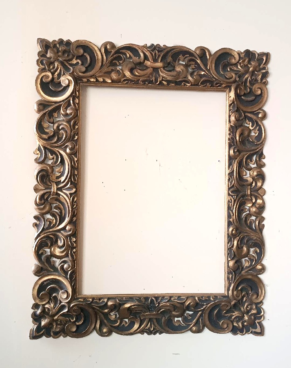 Grande Antica cornice laccata e dorata Italia XIX secolo-photo-6