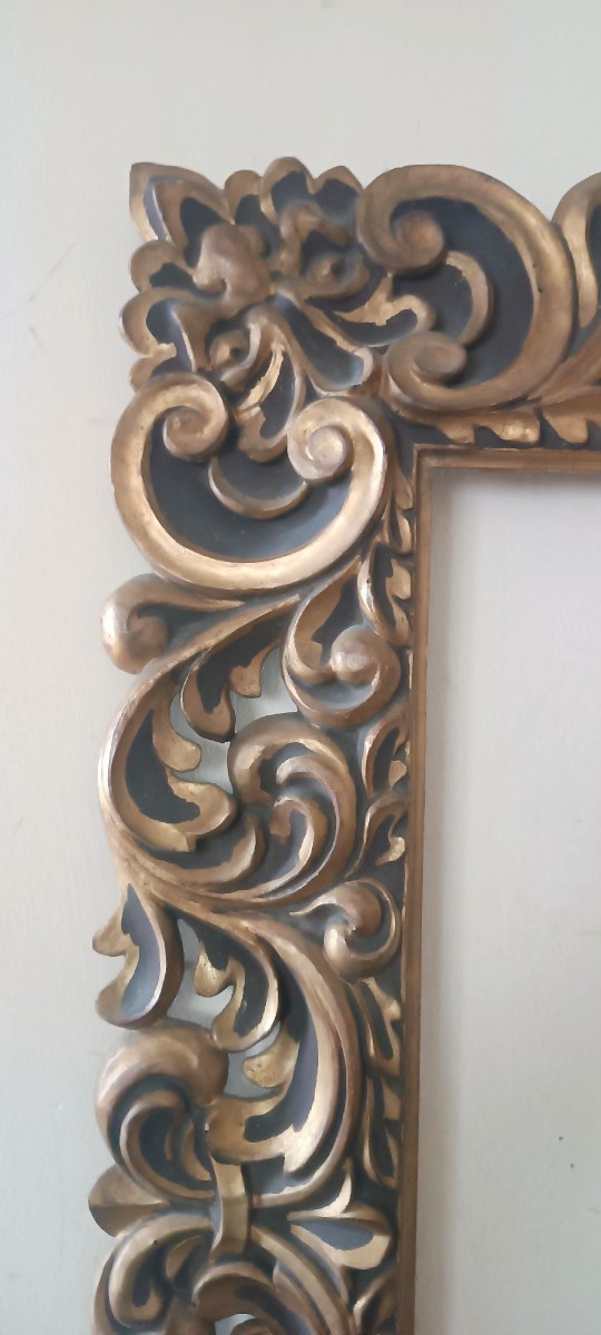 Grande Antica cornice laccata e dorata Italia XIX secolo-photo-1