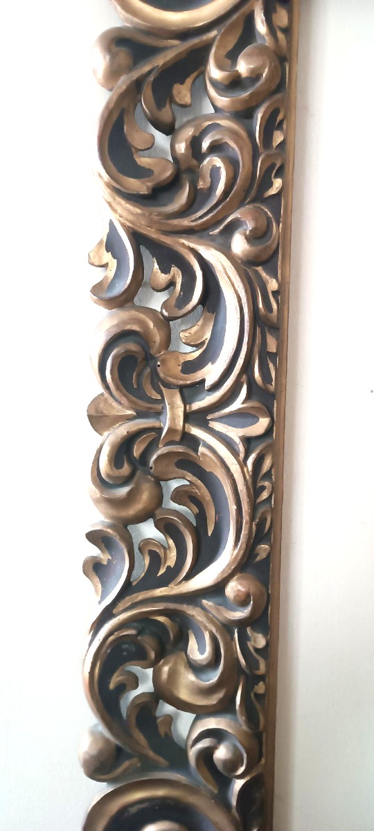 Grande Antica cornice laccata e dorata Italia XIX secolo-photo-2