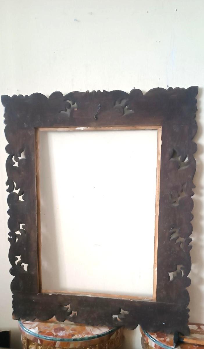 Grande Antica cornice laccata e dorata Italia XIX secolo-photo-4