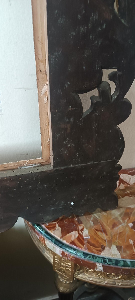 Grande Antica cornice laccata e dorata Italia XIX secolo-photo-6