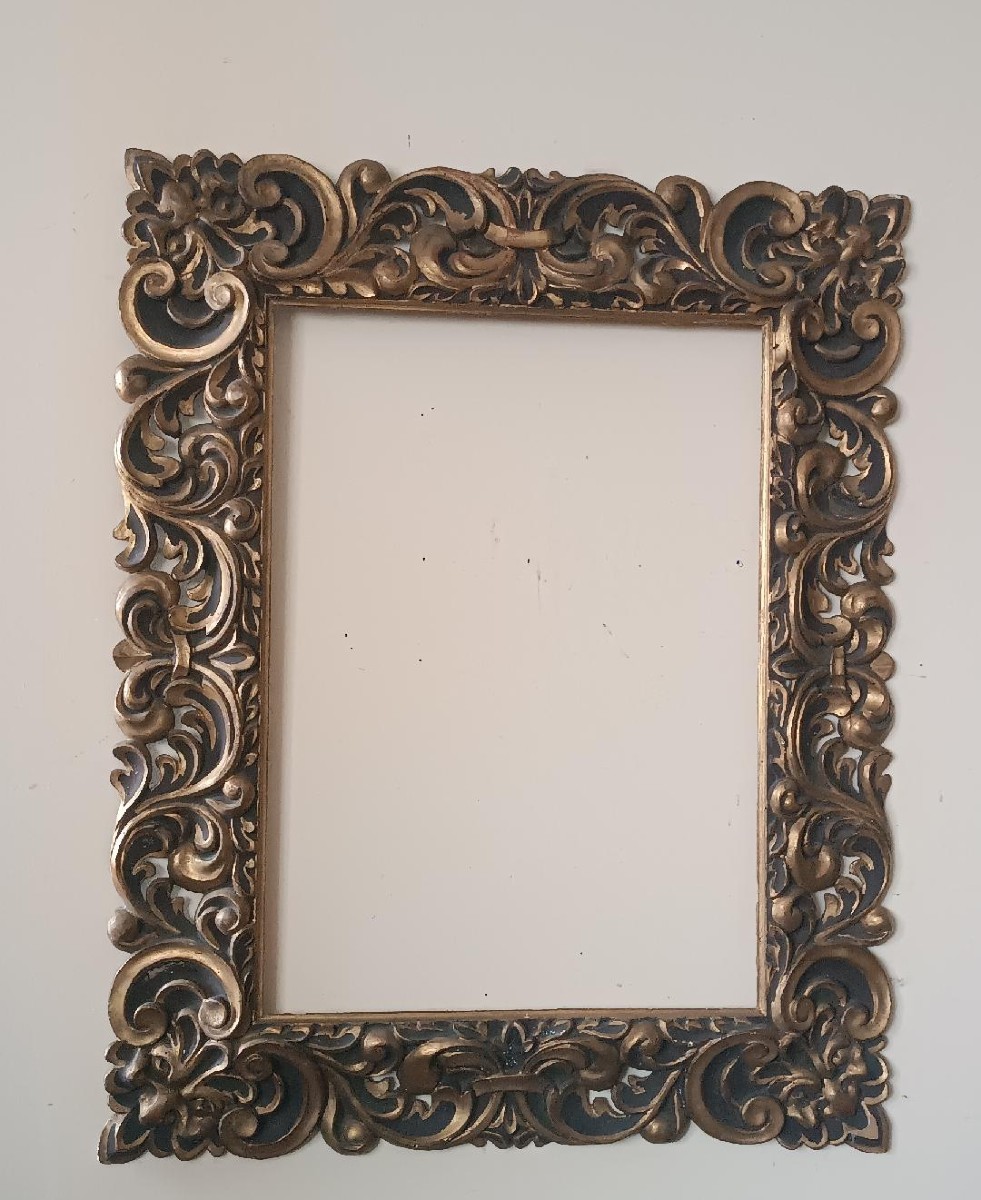 Grande Antica cornice laccata e dorata Italia XIX secolo-photo-7