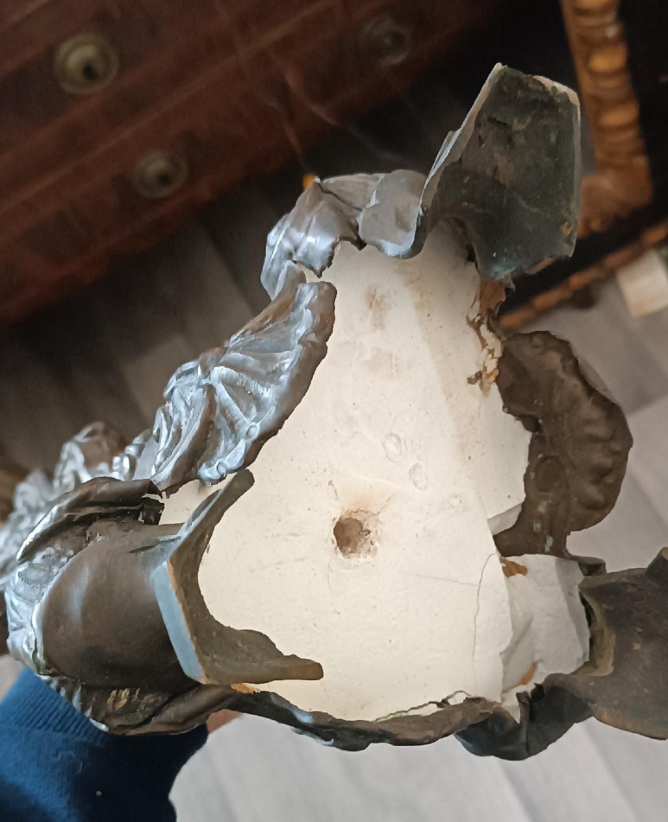 candeliere antico in lamierino rame argentato XVIII secolo Italia-photo-4