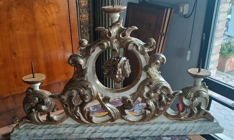 Antico trittico candelieri toscana XVIII secolo-photo-5