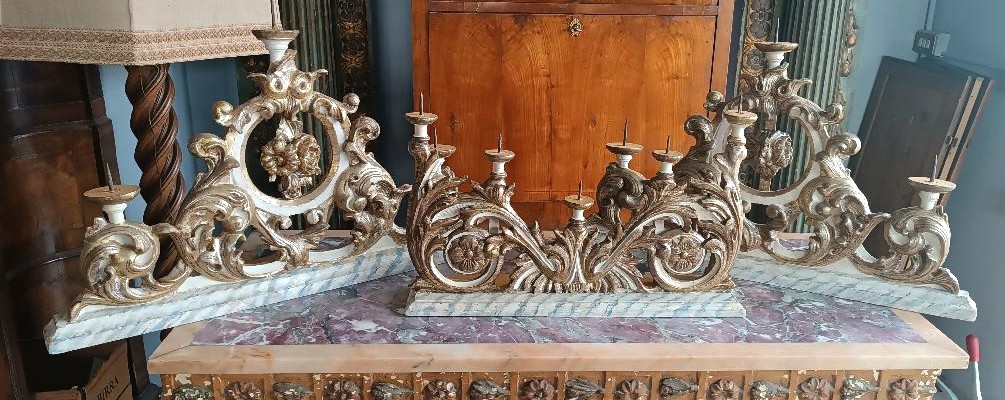 Antico trittico candelieri toscana XVIII secolo