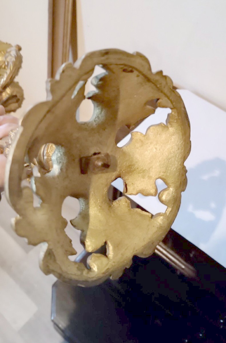 Grande coppia di candelieri in bronzo dorato XIX secolo-photo-2