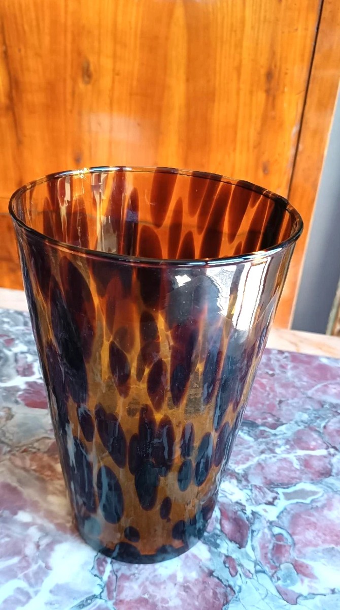 Vaso in vetro di Murano maculato, anni '70-photo-3