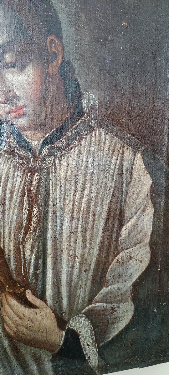 Antico dipinto olio su tela datato 1605 - Scuola Toscana-San Luigi Gonzaga-scuola del Manetti-photo-7