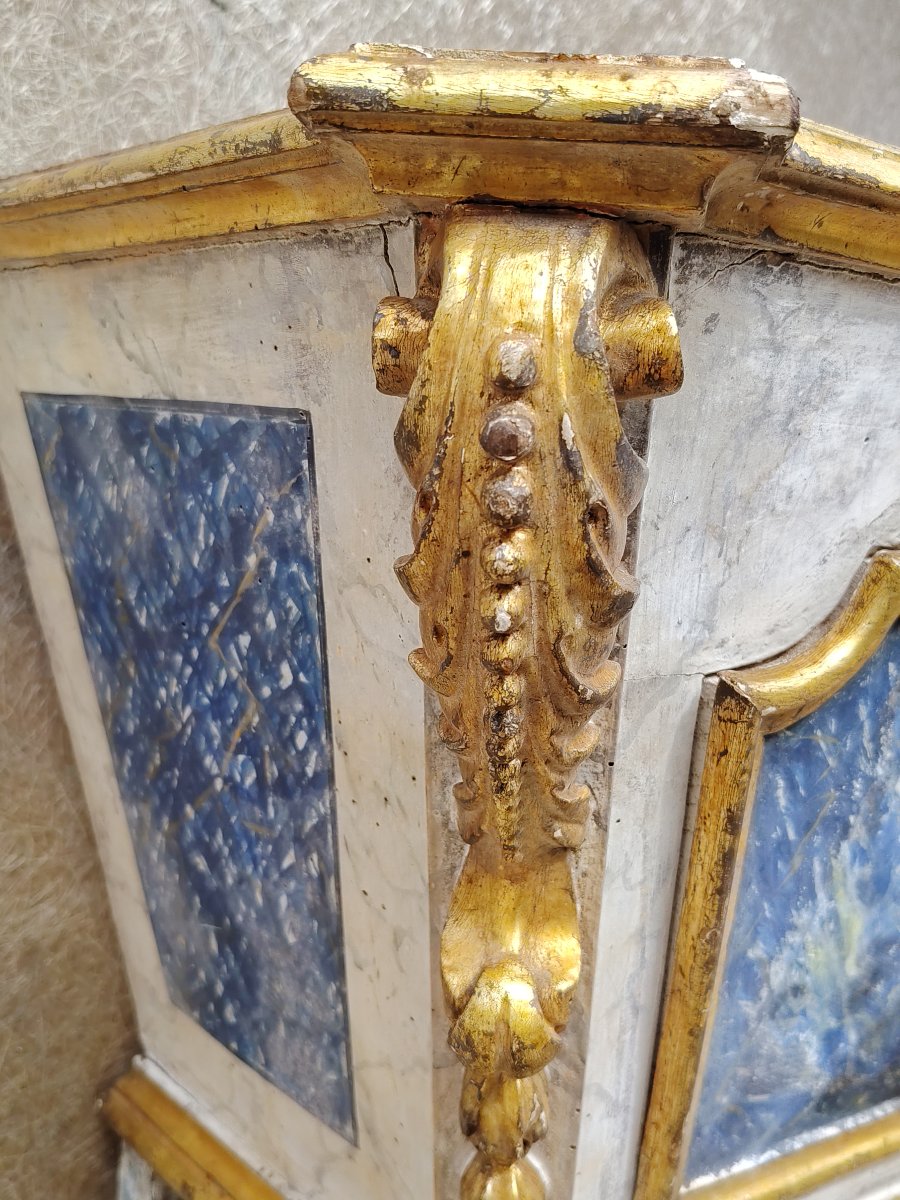 Ciborio Luigi XIV  legno dipinto   finto marmo e dorato-photo-2