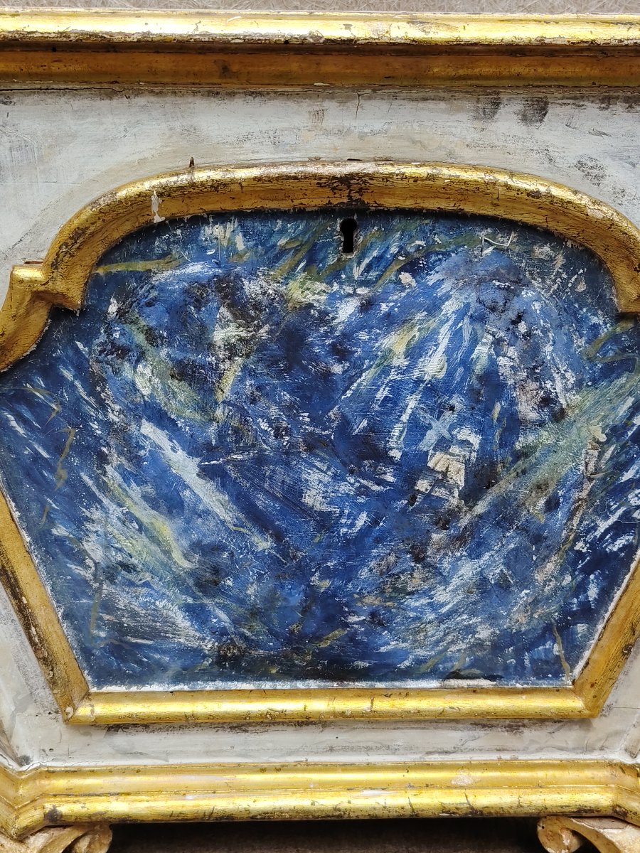 Ciborio Luigi XIV  legno dipinto   finto marmo e dorato-photo-3