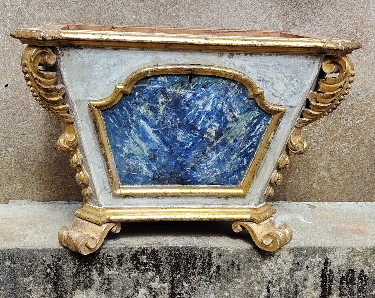 Ciborio Luigi XIV  legno dipinto   finto marmo e dorato-photo-4