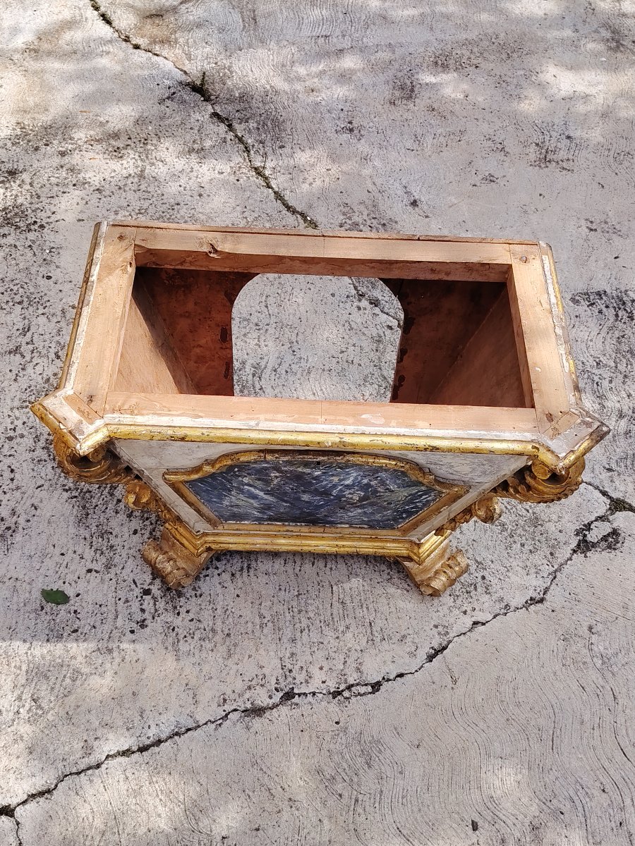 Ciborio Luigi XIV  legno dipinto   finto marmo e dorato-photo-1