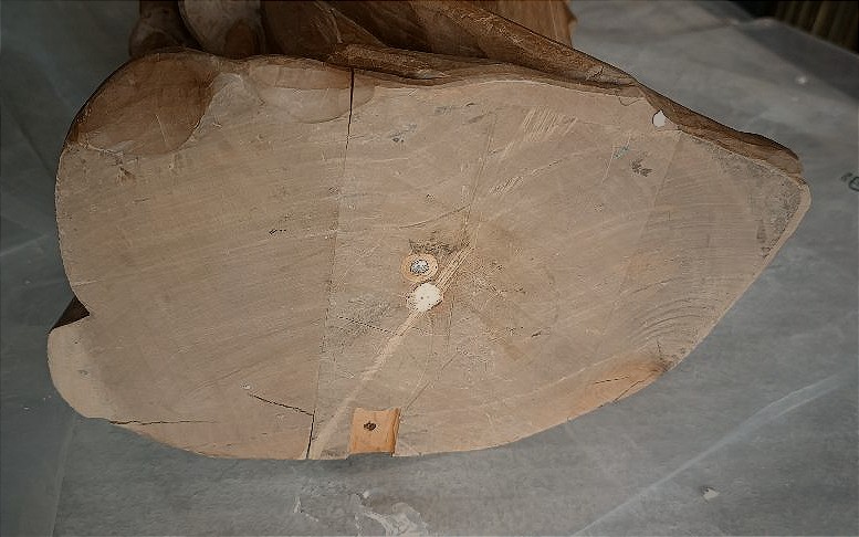 Antica scultura in legno raffigurante Santa Barbara h.70 cm-photo-8