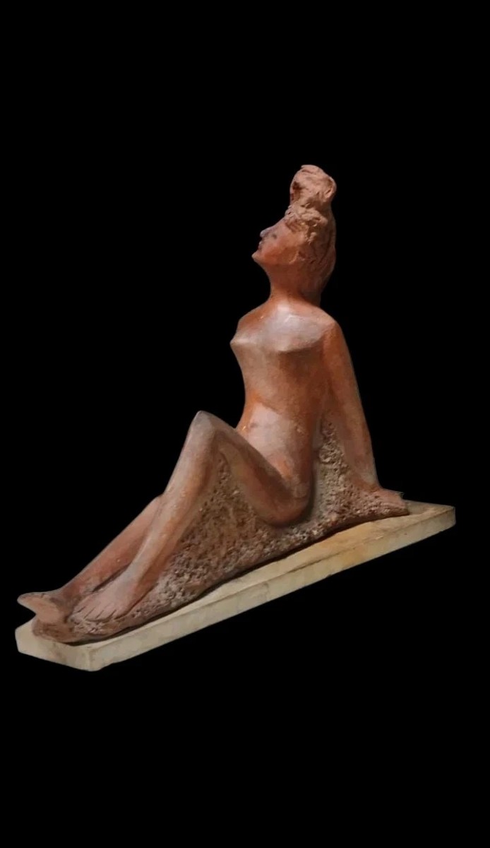 SCULTURA NUDO FEMMINILE "ALBERTO SPARAPANI" TERRACOTTA FIRMATA-photo-2