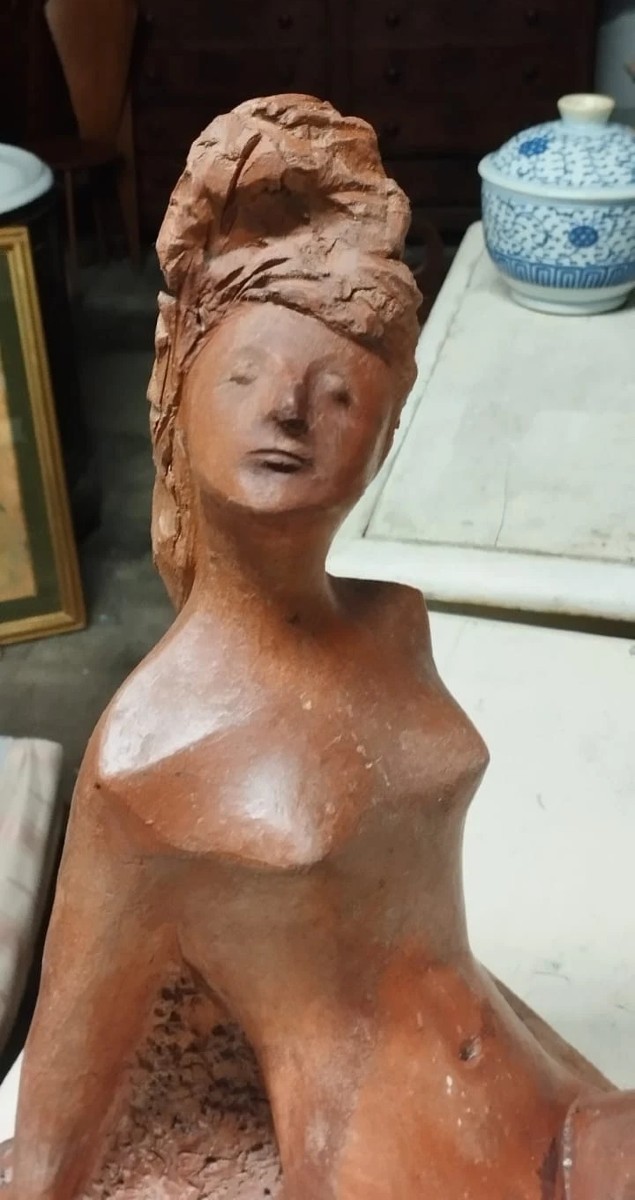 SCULTURA NUDO FEMMINILE "ALBERTO SPARAPANI" TERRACOTTA FIRMATA-photo-2