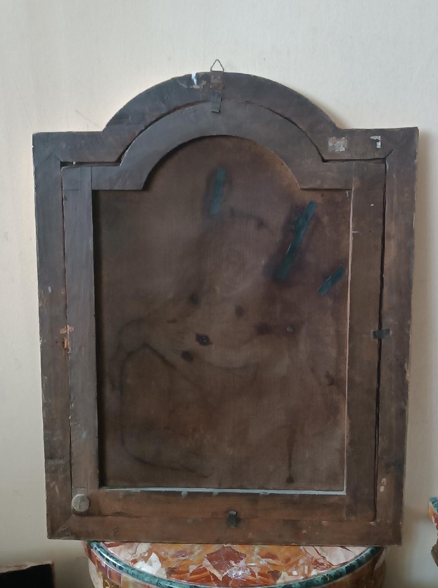 Antico dipinto olio su tela "Maria Vergine con bambino"-photo-6