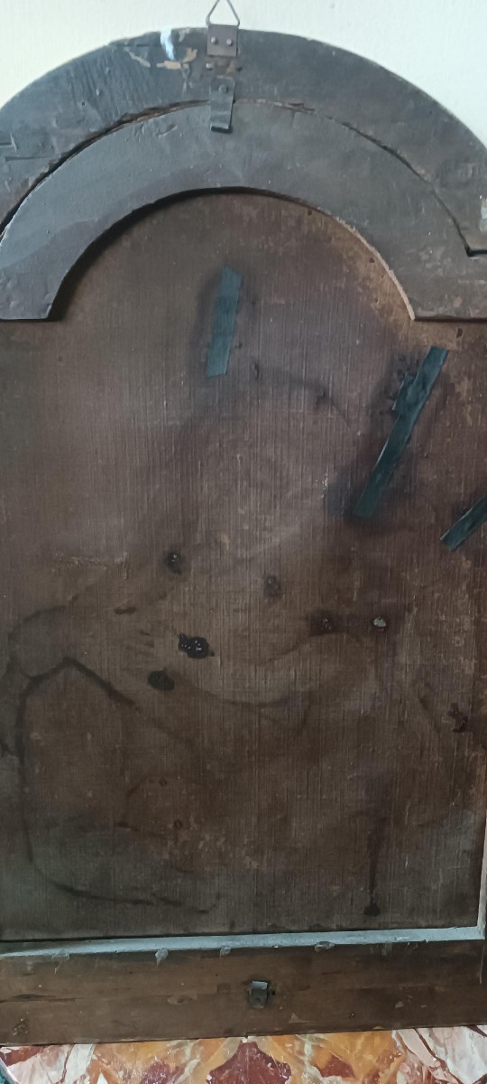Antico dipinto olio su tela "Maria Vergine con bambino"-photo-8